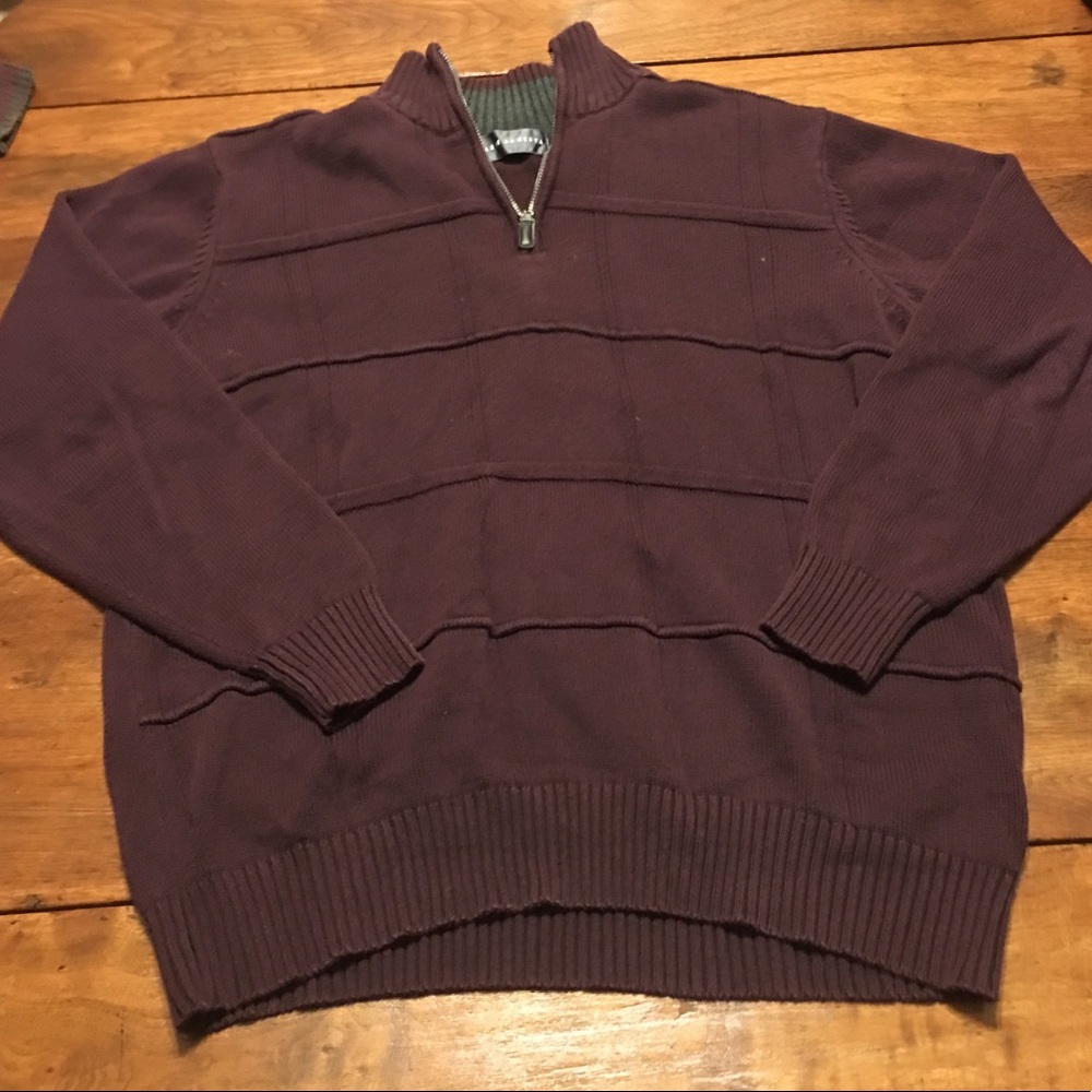 Oscar De La Renta half zip hoodie plum sweater